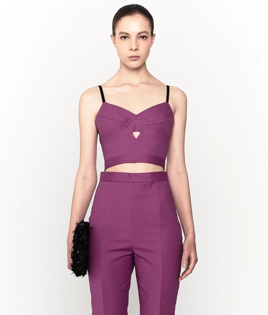 Top Alcinha C/Pesponto Roxo