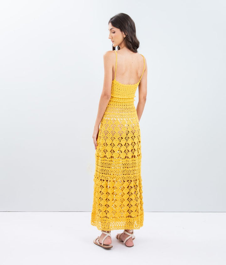 Vestido Crochê Julia Amarelo