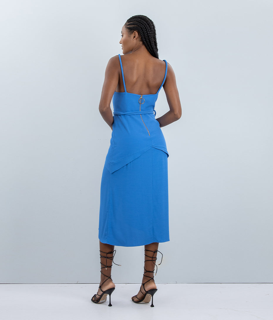 Vestido Midi Camadas Azul