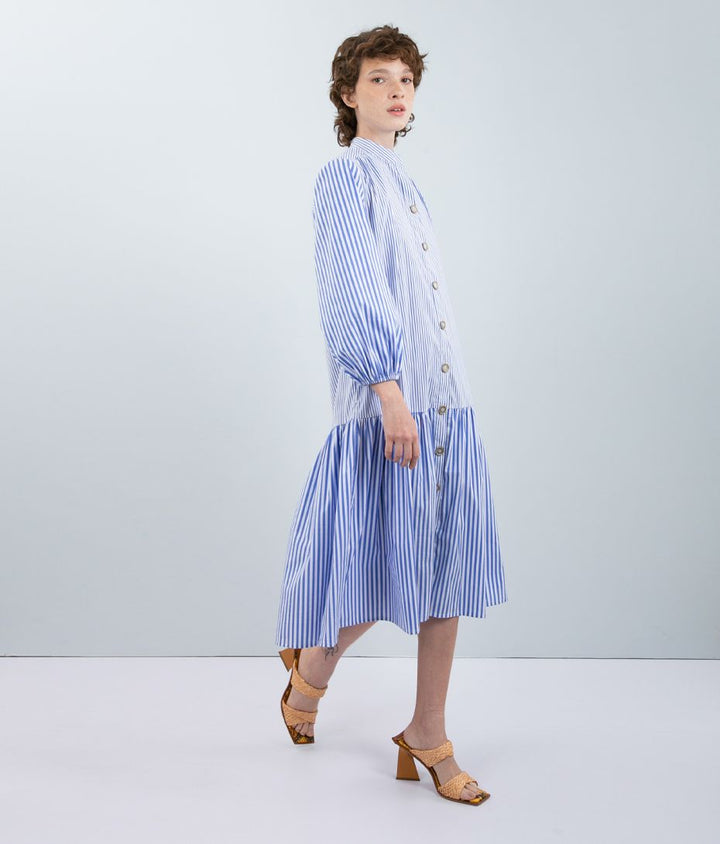 Vestido Mix Listras Azul