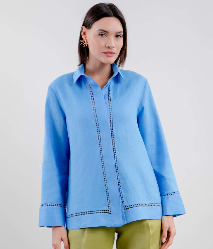 Camisa Linho Maia Azul